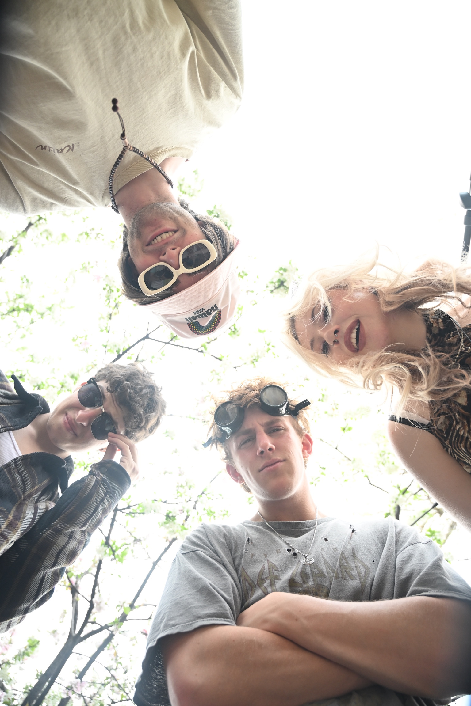 The Band Sundog looking up from below